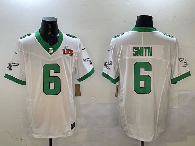 Men Philadelphia Eagles #6 Smith White Retro three generations 2025 Nike Vapor Limited NFL Jersey style 2